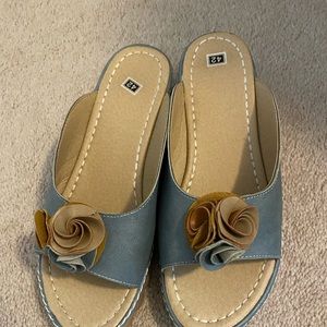 Brand New Sandal Shoes Blue, beige,